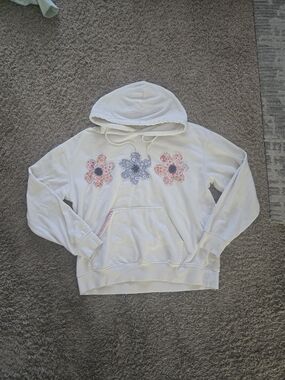 H&M White Hoodie with Pink & Blue Floral Patches